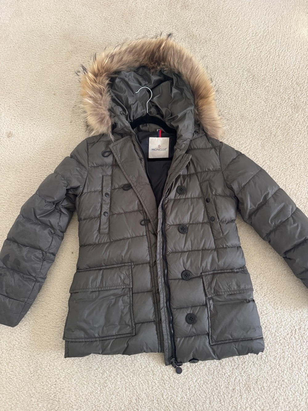 MONCLER - Down Quilted Parka with Fur-Trim Hood Size 1